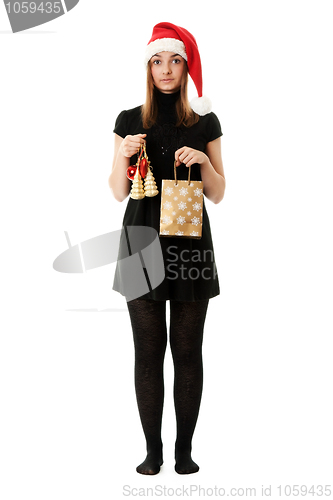 Image of Girl in red Santa hat
