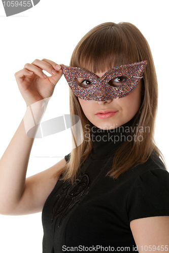 Image of Beautiful girl wearing a mask
