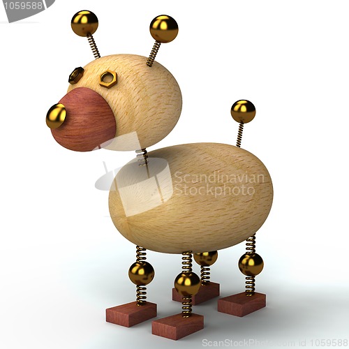 Image of wood dog 3d rendered