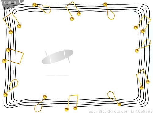 Image of Musical notes photo frame 3d rendered