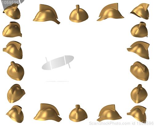 Image of Fireman helmet photo frame 3d rendered