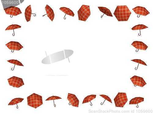 Image of Red umbrella photo frame 3d rendered