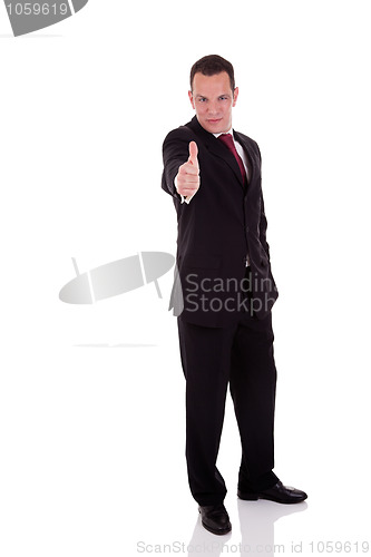 Image of businessman giving consent, with thumb up