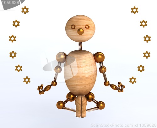 Image of 3d wood man meditation
