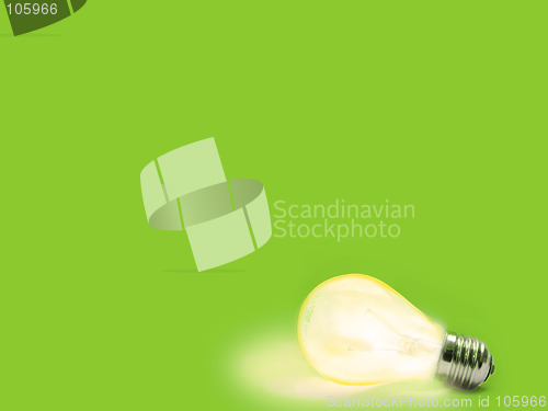 Image of green Background with lit lightbulb