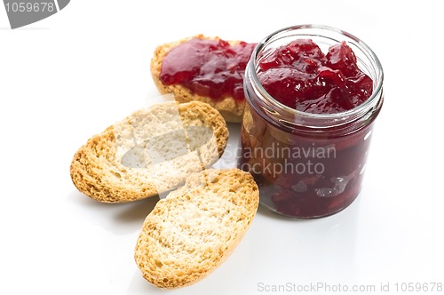 Image of Breakfast of cherry jam on toast