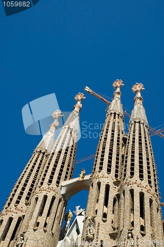 Image of unfinished gothic cathedral Sagrada Familia in Barcelona, Spain