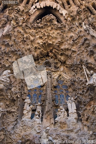 Image of unfinished gothic cathedral Sagrada Familia in Barcelona, Spain