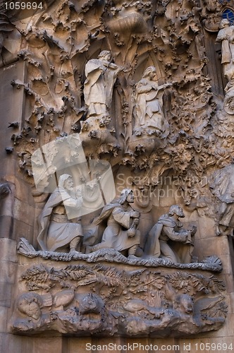 Image of unfinished gothic cathedral Sagrada Familia in Barcelona, Spain