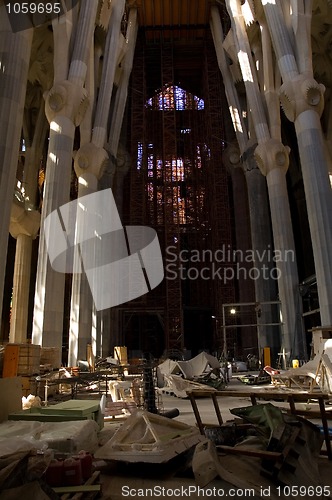 Image of unfinished gothic cathedral Sagrada Familia in Barcelona, Spain