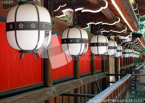 Image of Interesting perspective with some Japanese lanterns-Kyoto,Japan