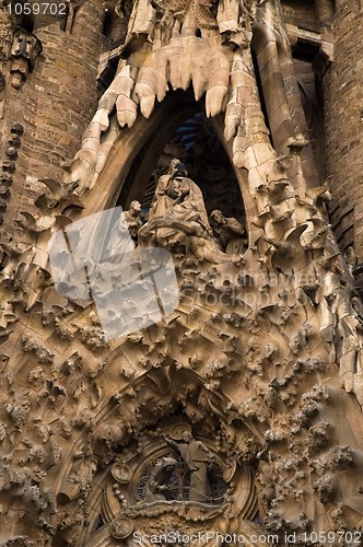Image of unfinished gothic cathedral Sagrada Familia in Barcelona, Spain