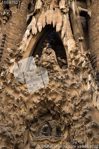 Image of unfinished gothic cathedral Sagrada Familia in Barcelona, Spain