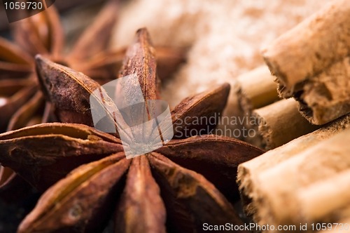 Image of aromatic spices with brown sugar 