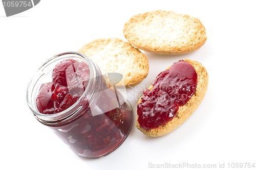 Image of Breakfast of cherry jam on toast
