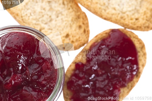 Image of Breakfast of cherry jam on toast