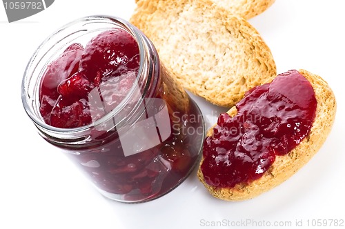 Image of Breakfast of cherry jam on toast