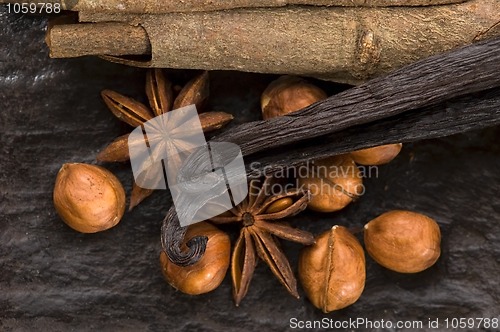 Image of aromatic spices with brown sugar and nuts