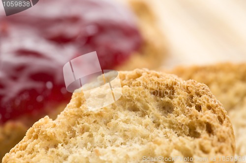 Image of Breakfast of cherry jam on toast