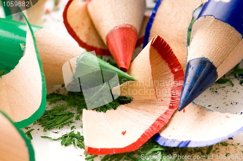 Image of Sharpened pencils and wood shavings