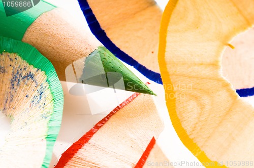 Image of Sharpened pencils and wood shavings