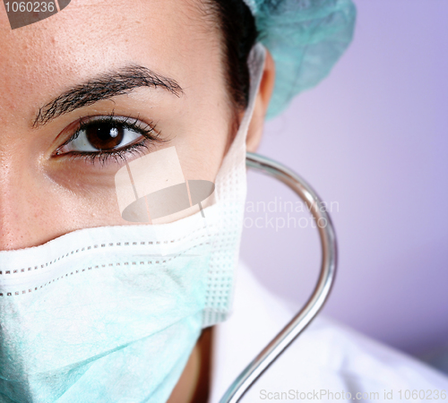 Image of Young doctor with stethoscope.