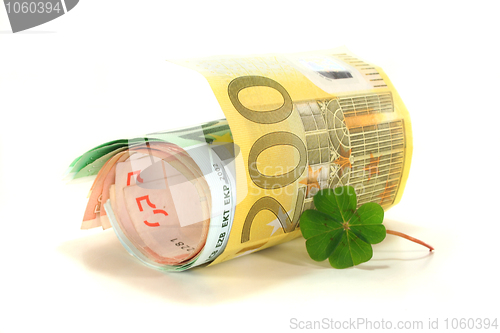 Image of Euro notes with Clover