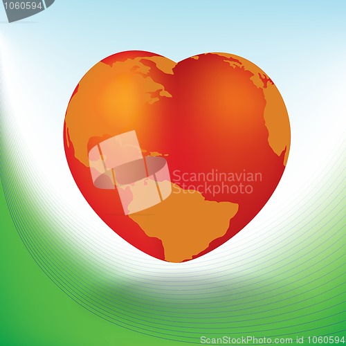 Image of Valentine's Day card with heart shaped globe