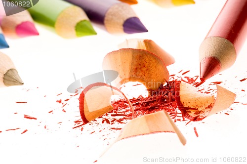 Image of Sharpened pencils and wood shavings