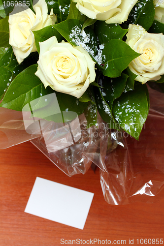 Image of greetings - roses and note