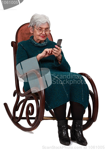 Image of Old woman with mobile phone