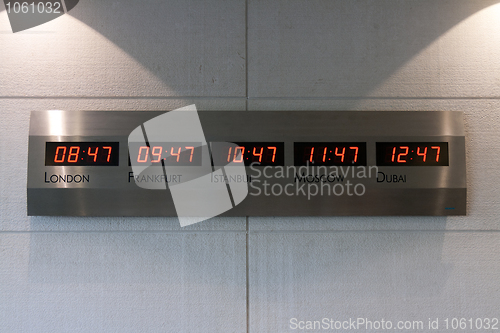 Image of Electronic scoreboard showing the time