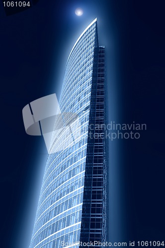 Image of blue moon blue moon over the tall building