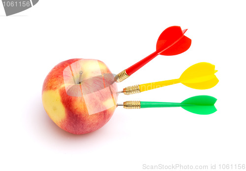 Image of Apple with three darts 