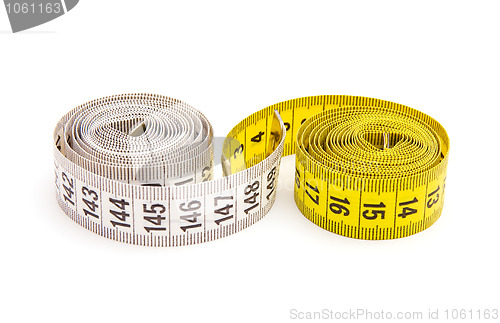 Image of Yellow and white measuring tape 