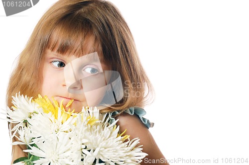 Image of child with a bouquet of flowers