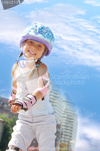 Image of happy girl on in-line skates