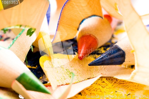 Image of Sharpened pencils and wood shavings