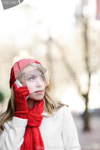 Image of Caucasian woman on the phone