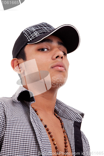 Image of young and handsome latin man,serious