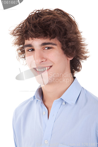 Image of cute boy, smiling, isolated on white