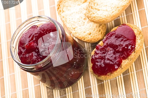 Image of Breakfast of cherry jam on toast