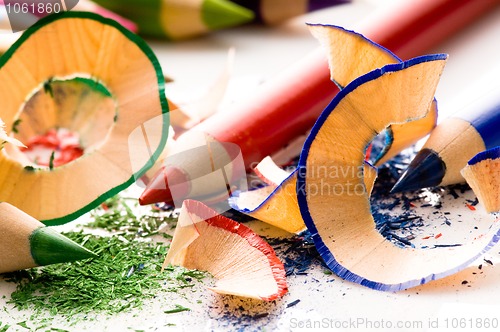 Image of Sharpened pencils and wood shavings