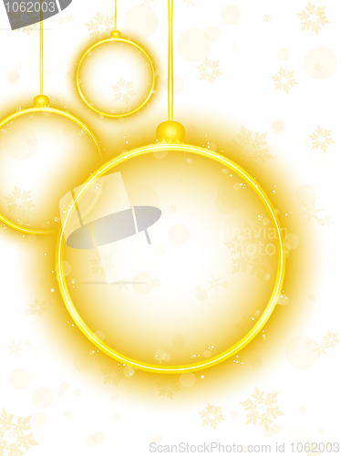 Image of Golden Neon Christmas Ball on White Background