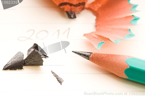 Image of New Year and sharp Pencil