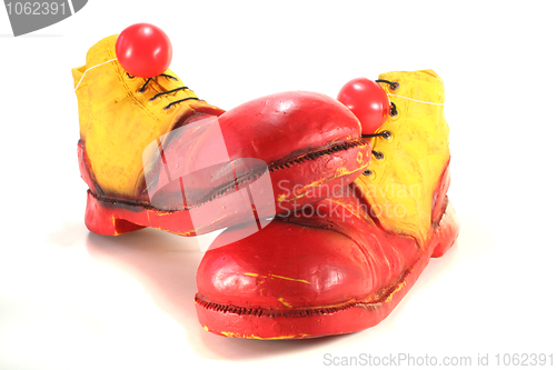 Image of clown shoes with clown noses