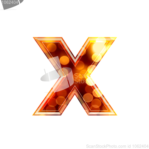 Image of 3d letter with glowing lights texture - x