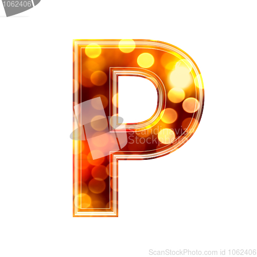 Image of 3d letter with glowing lights texture - P