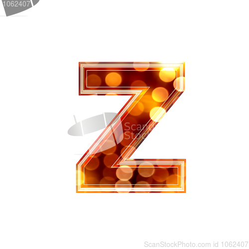 Image of 3d letter with glowing lights texture - z