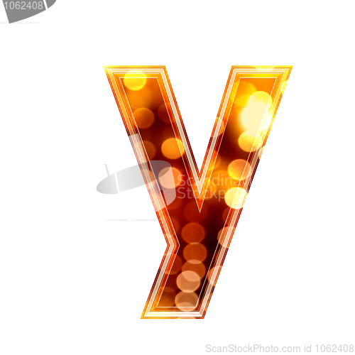 Image of 3d letter with glowing lights texture - y